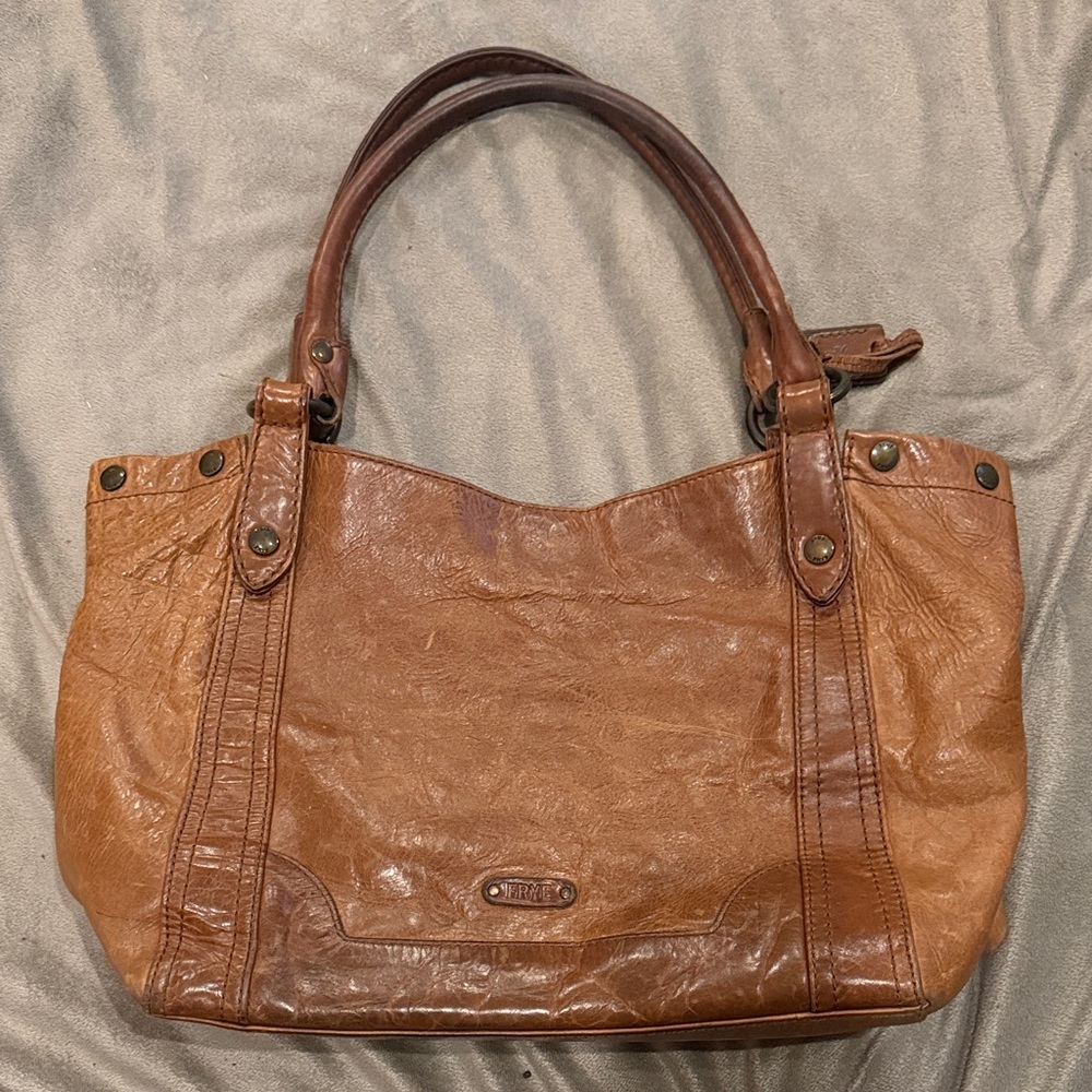 Frye Melissa Cognac Leather Tote Bag